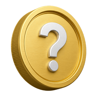 3D gold coin with question mark decorative element on FAQ page
